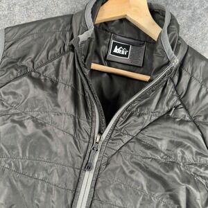 REI Vest Womens Large Gray Quilted Primaloft Pertex Insulated Zip Outdoor